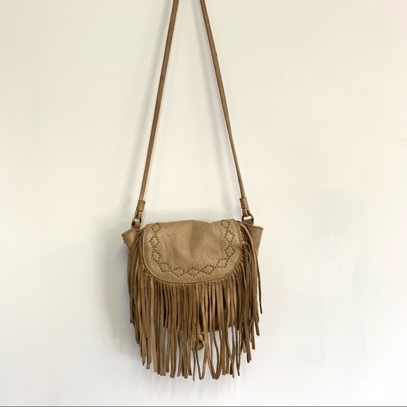 Lucky Brand Handbags - Lucky Brand Boho Western Mini Fringe Studded Crossbody Bucket Bag